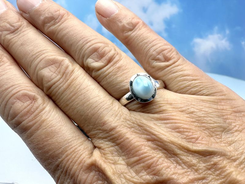 Ring Larimar 925 silver Atlantis stone