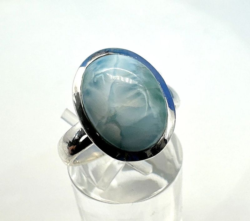 Ring Larimar 925 silver Atlantis stone