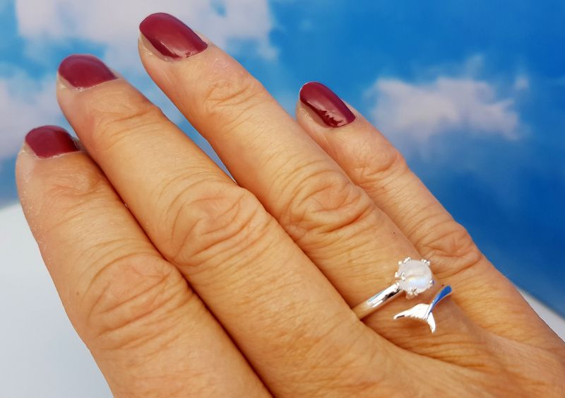 Ring moonstone mermaid 925 silver