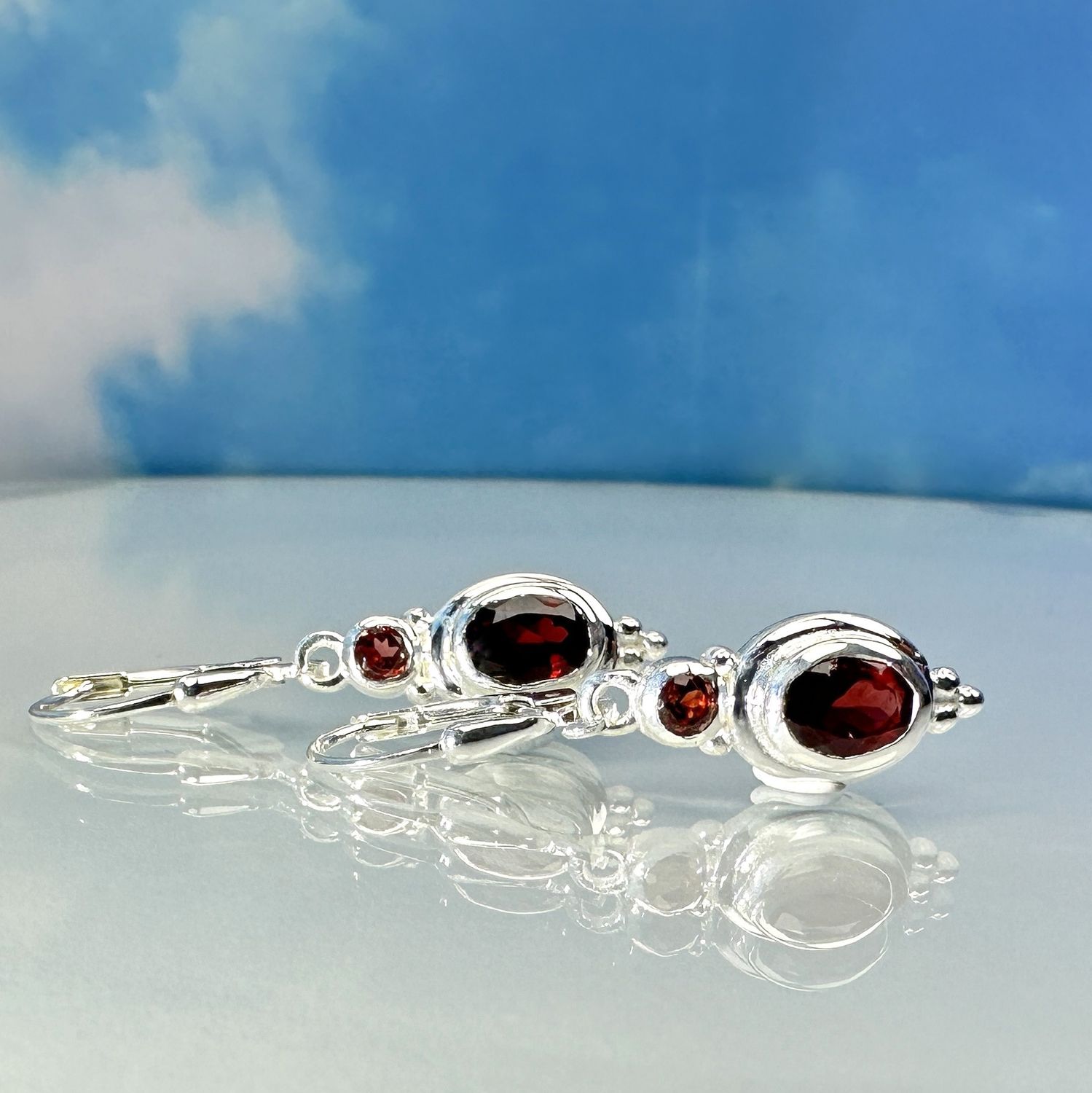 Earrings garnet 925 silver