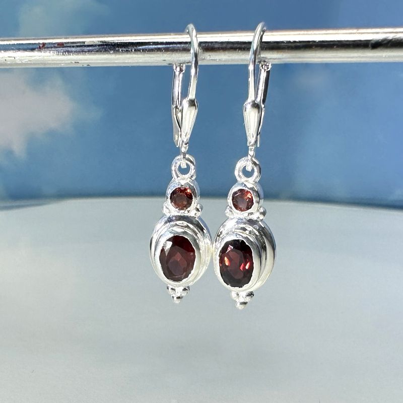 Earrings garnet 925 silver