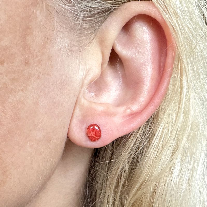 ear studs coral 925 silver