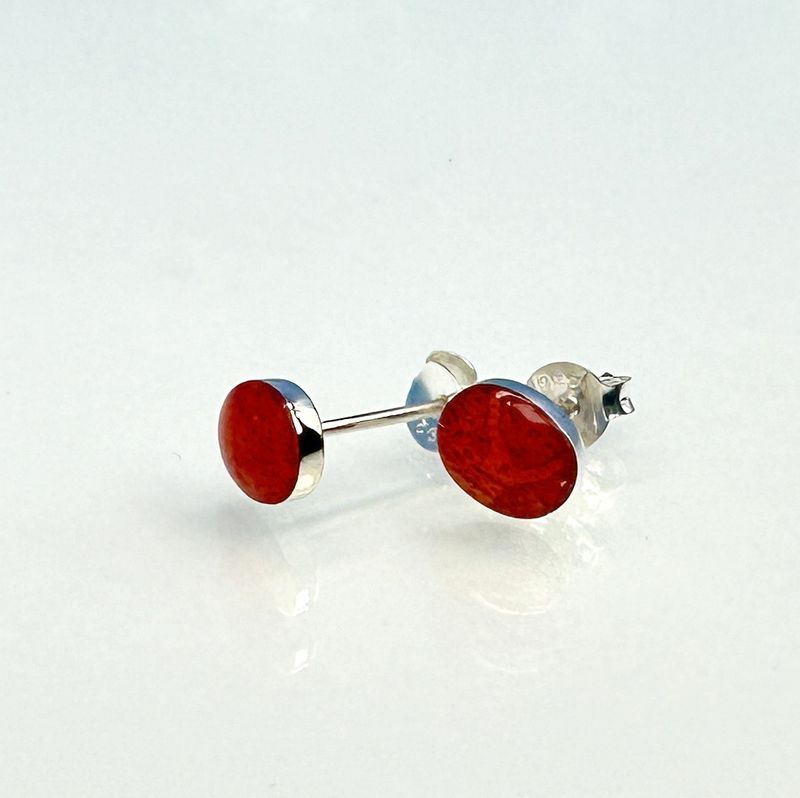 ear studs coral 925 silver