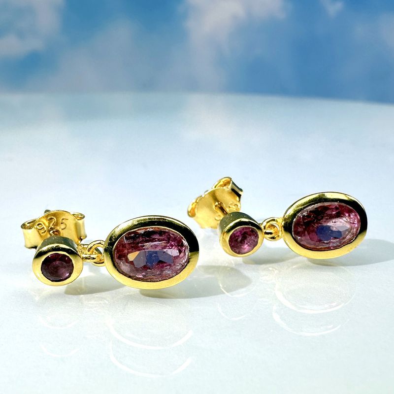earrings ruby bicolor 925 silver 18 carat gold