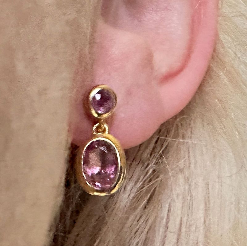 earrings ruby bicolor 925 silver 18 carat gold
