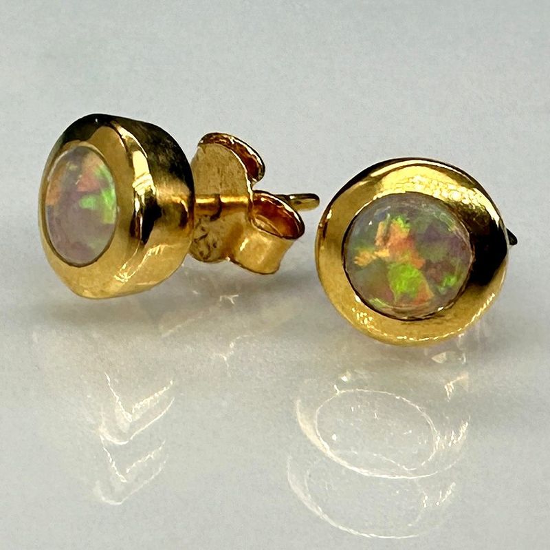 stud earrings opal 925 silver 18 ct. gold platet