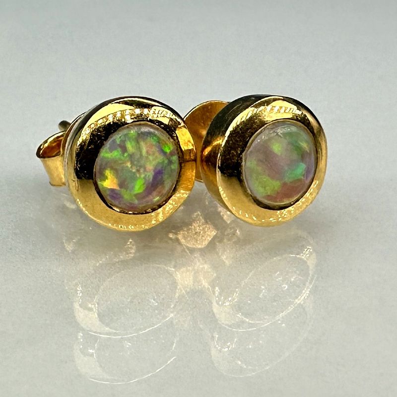stud earrings opal 925 silver 18 ct. gold platet