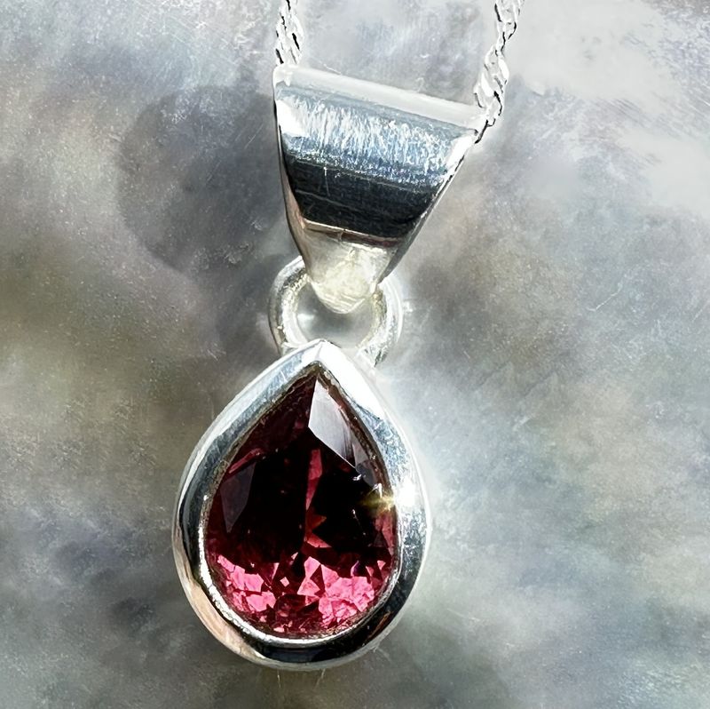 pendant turmaline pink 925 silver