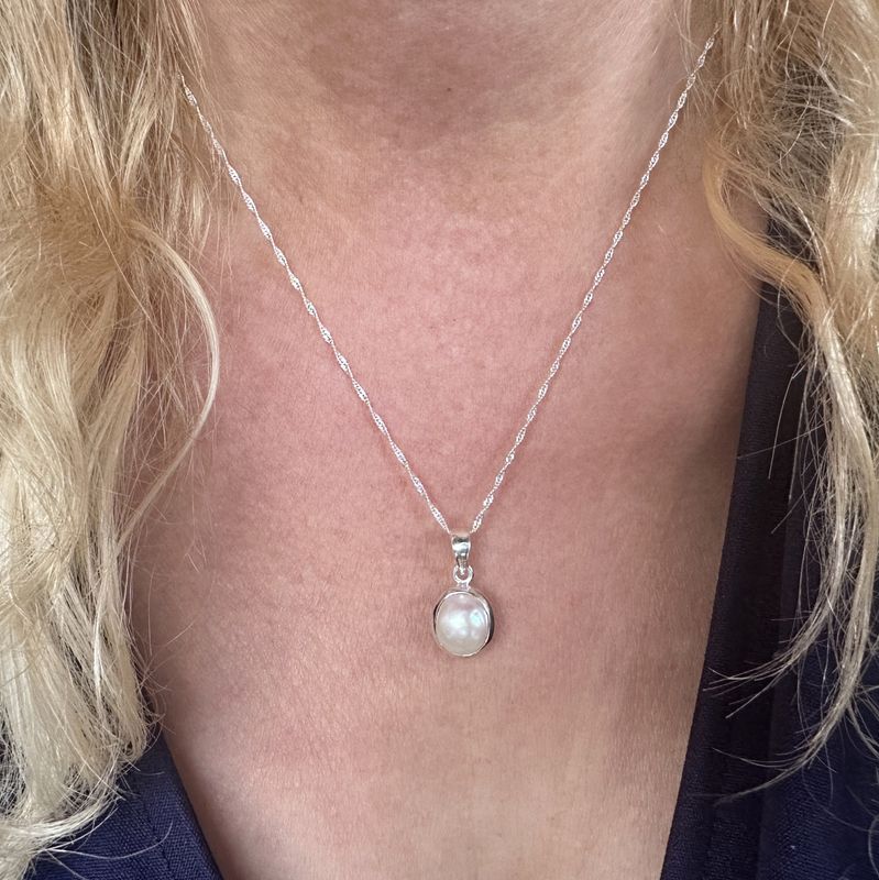 pendant genuine pearl 925 silver