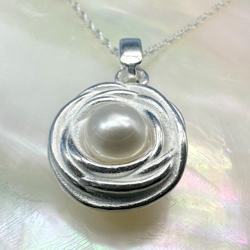 pendant genuine pearl 925 silver