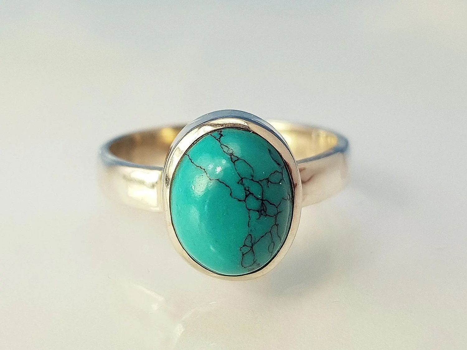 Ring genuine turquoise 925 silver