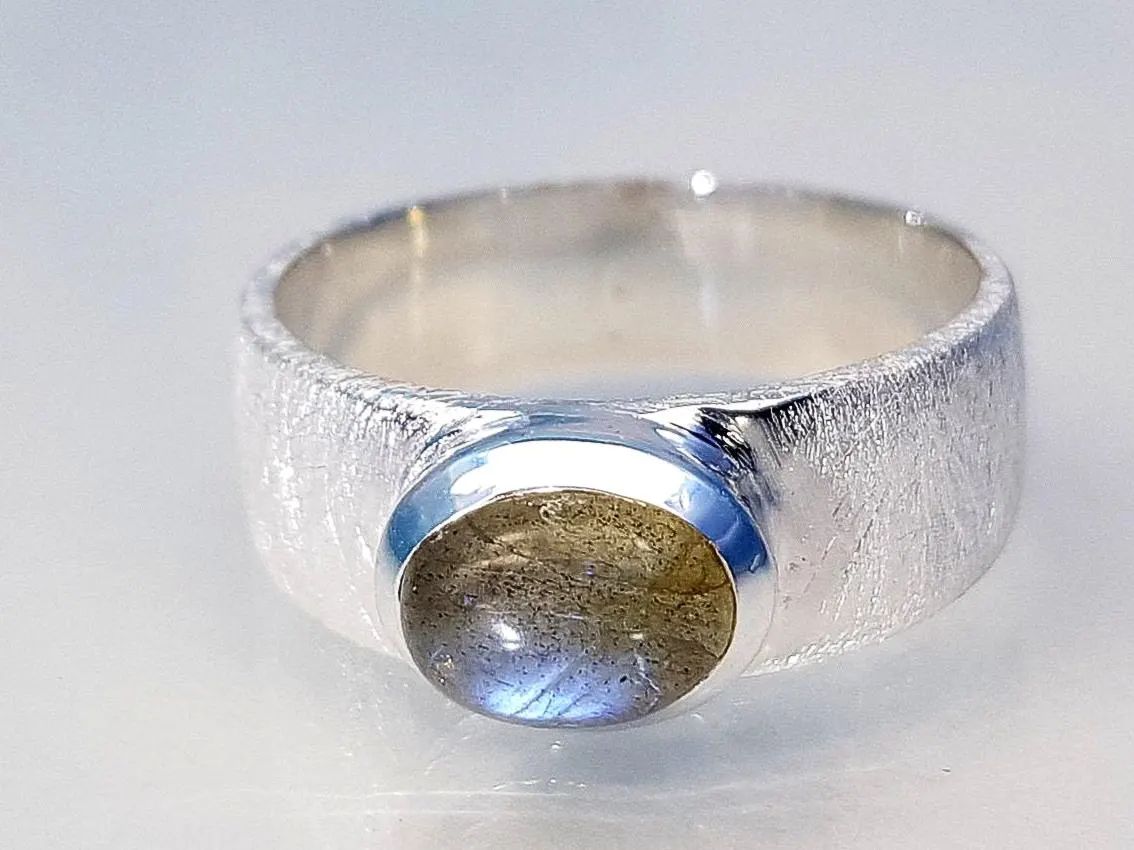 Labradorite cabochon ring 925 silver