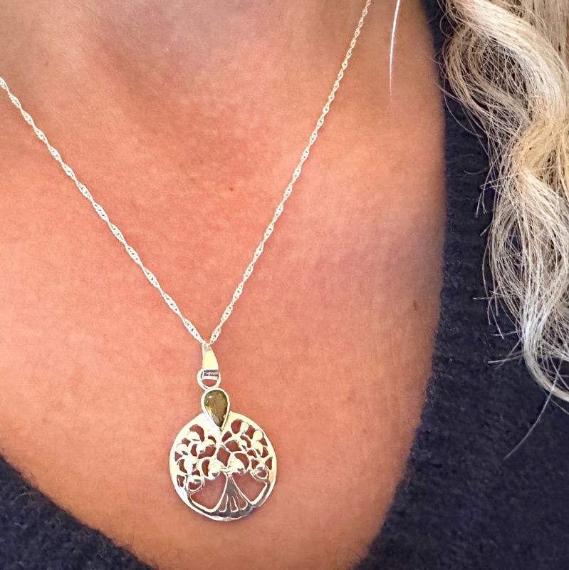pendant peridot tree of life peridot with nacklace 925 silver