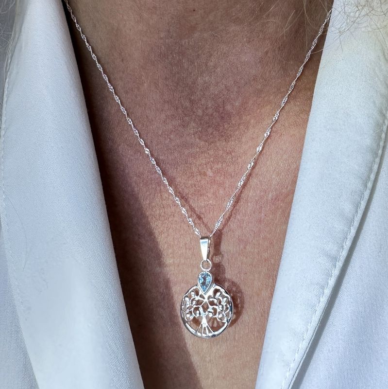 pendant topaz with necklace 925 silver