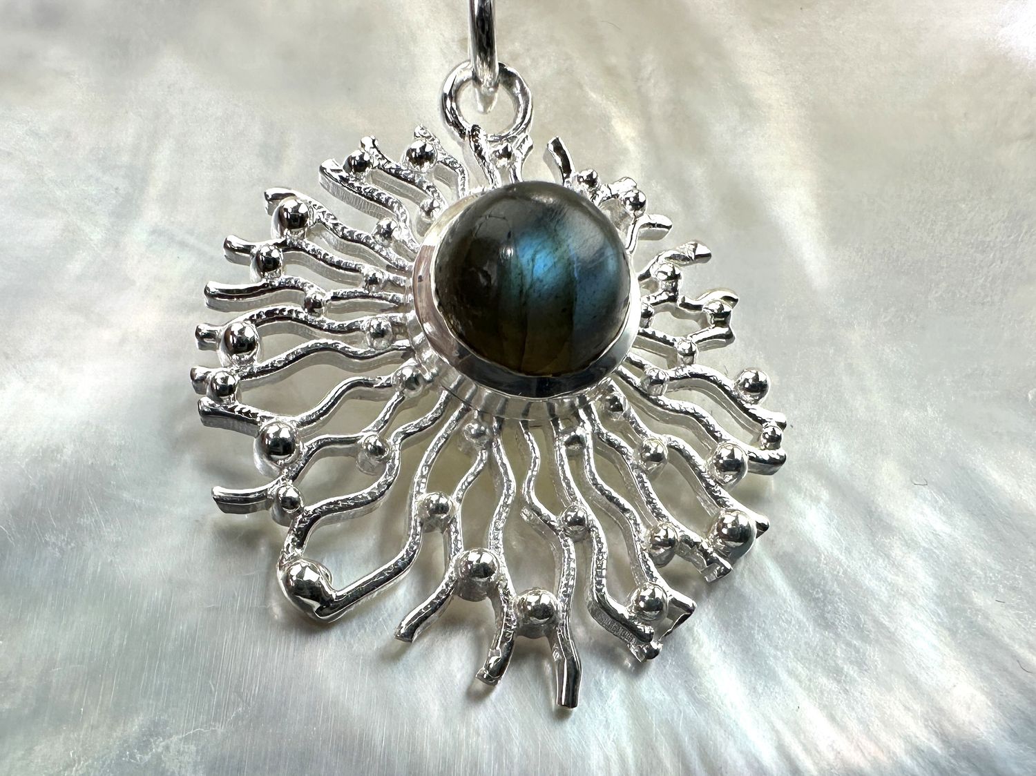 pendant labradorite wih necklace 925 silver