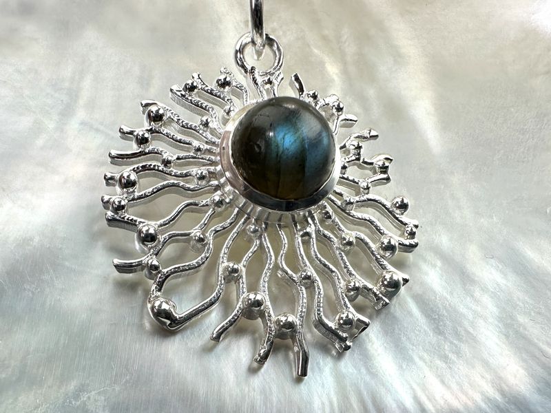 pendant labradorite wih necklace 925 silver