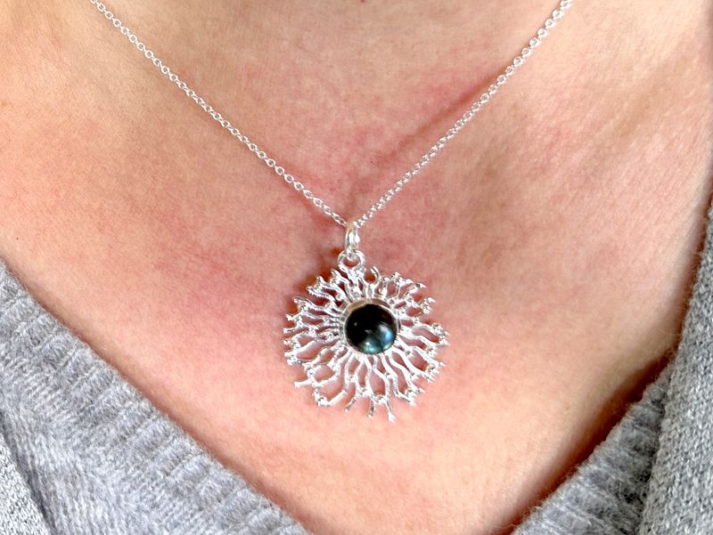 pendant labradorite wih necklace 925 silver