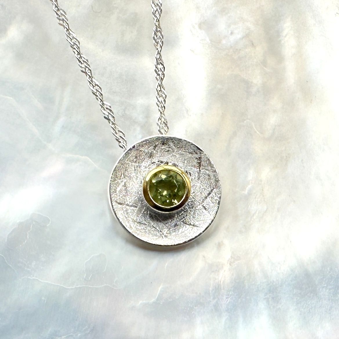 pendant topaz bicolor with necklace 18 ct. gold 925 silver