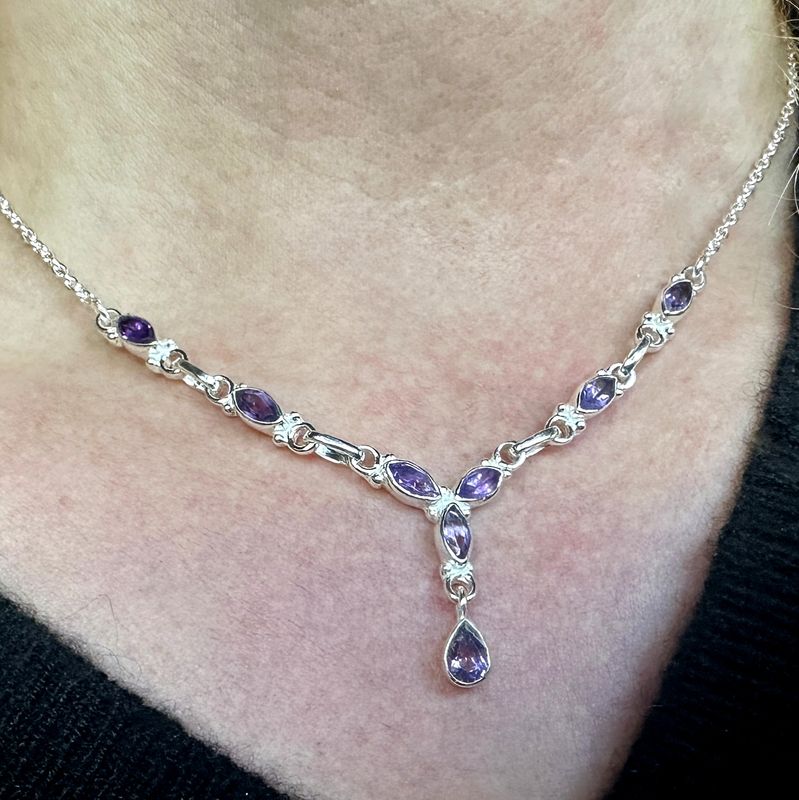 amethyst necklace 925 silver