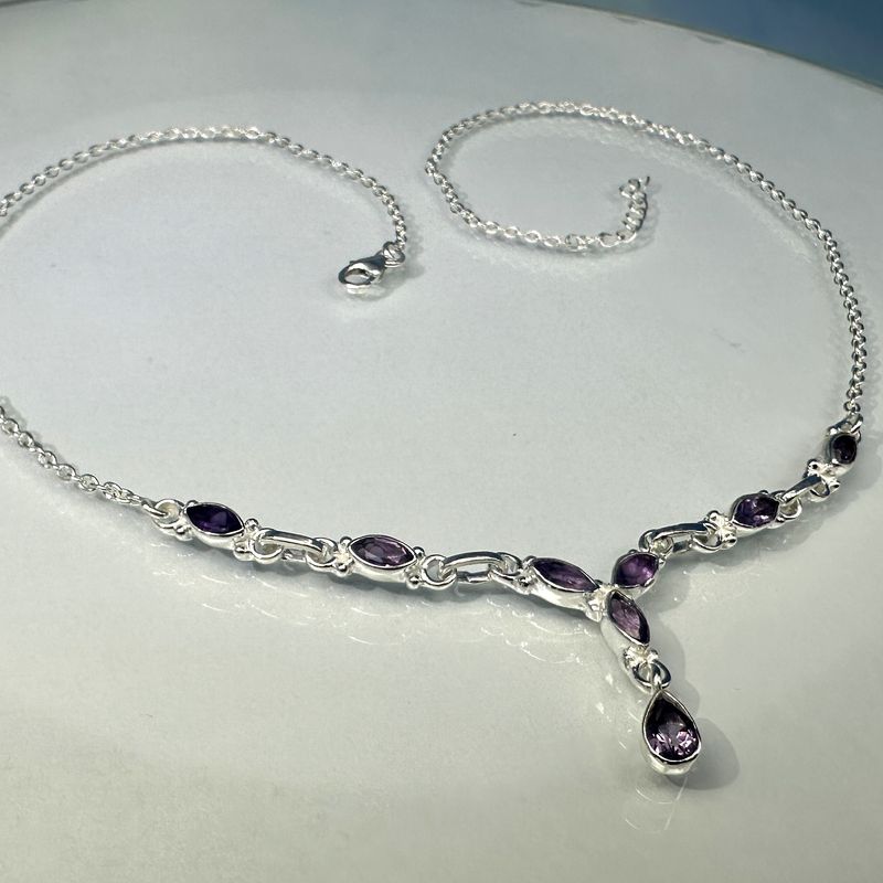 amethyst necklace 925 silver