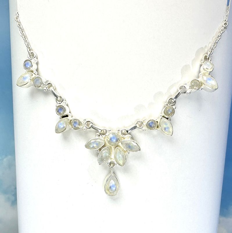 necklace genuine moonstone 925  silver