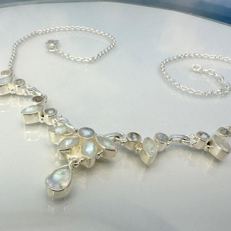 necklace genuine moonstone 925  silver