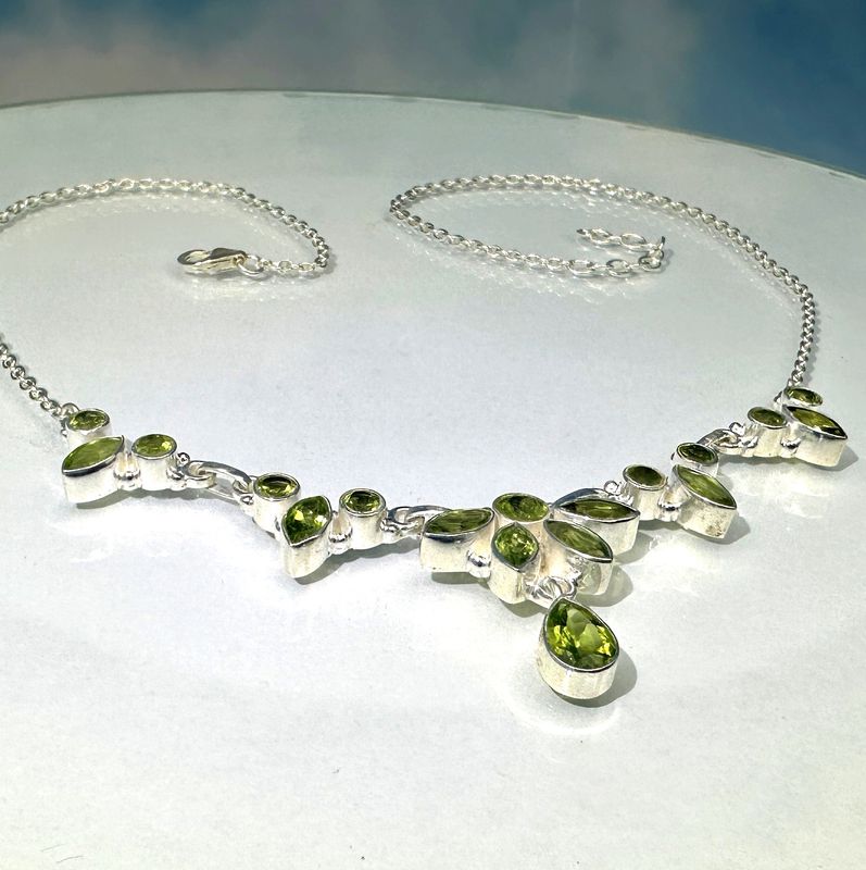 necklace peridot 925 silver