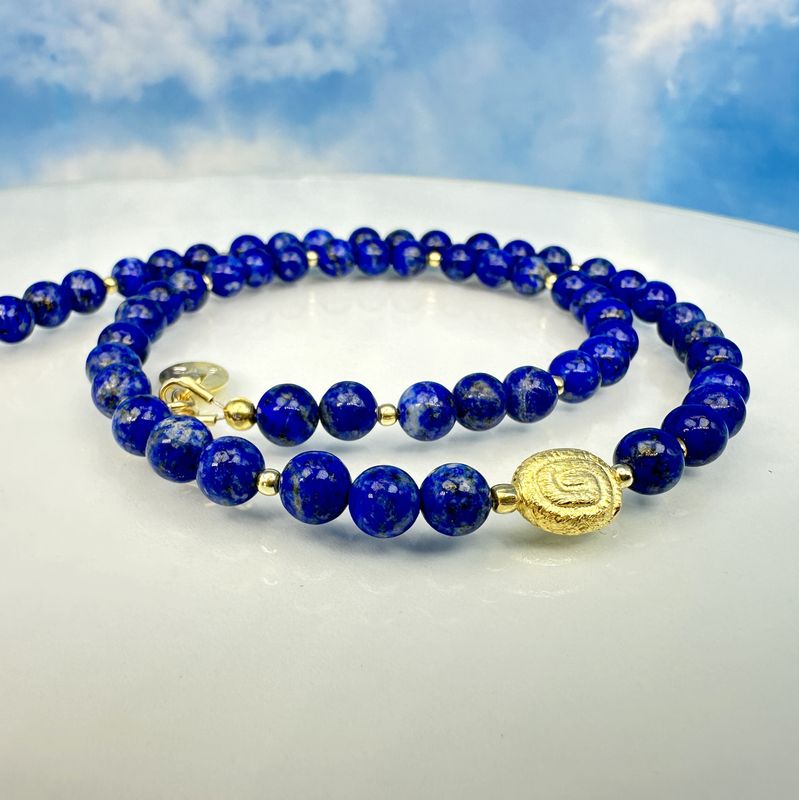 necklace genuine lapis lazuli 925 silver gold platet 