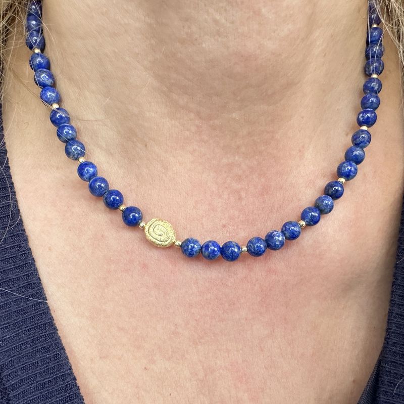 necklace genuine lapis lazuli 925 silver gold platet 