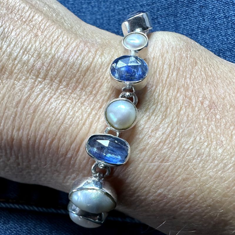 bracelet pearl kyanite 925 silver