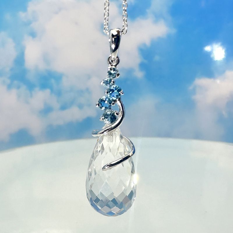 pendant rock crystal topaz 925 silver