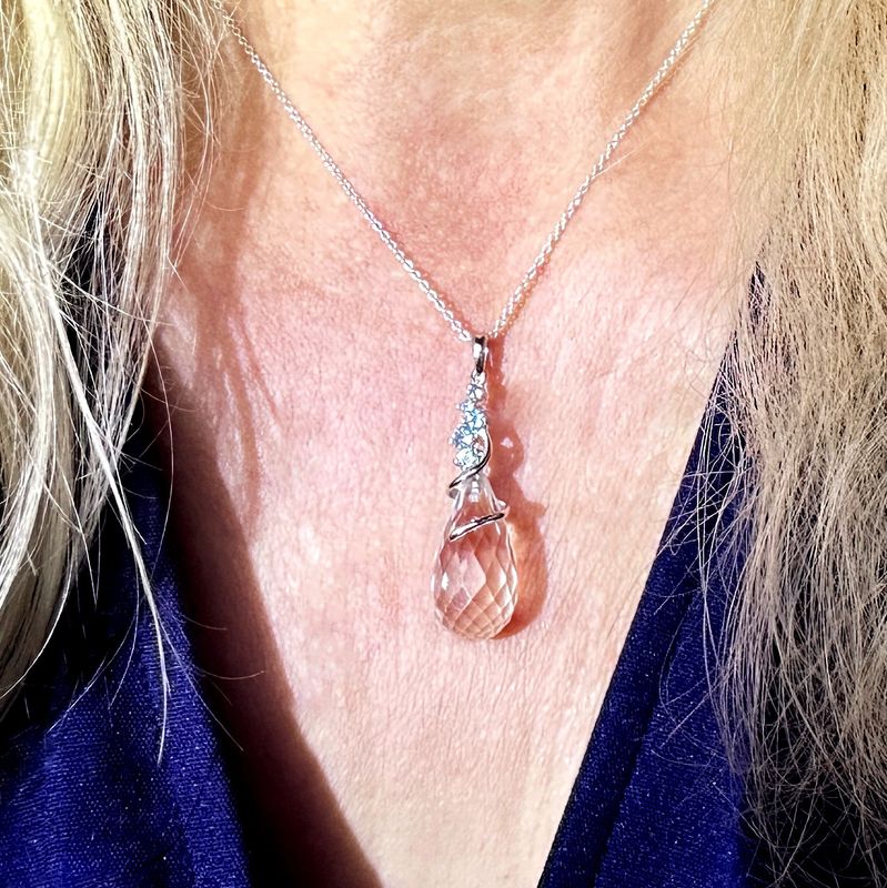 pendant rock crystal topaz 925 silver