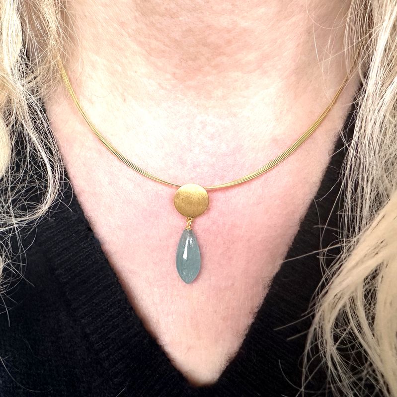 pendant aquamarine 18ct. gold platet