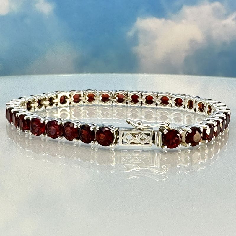tennis bracelet garnet 925 silver
