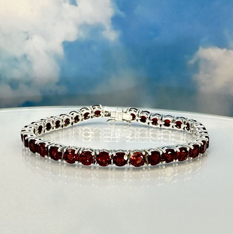 tennis bracelet garnet 925 silver
