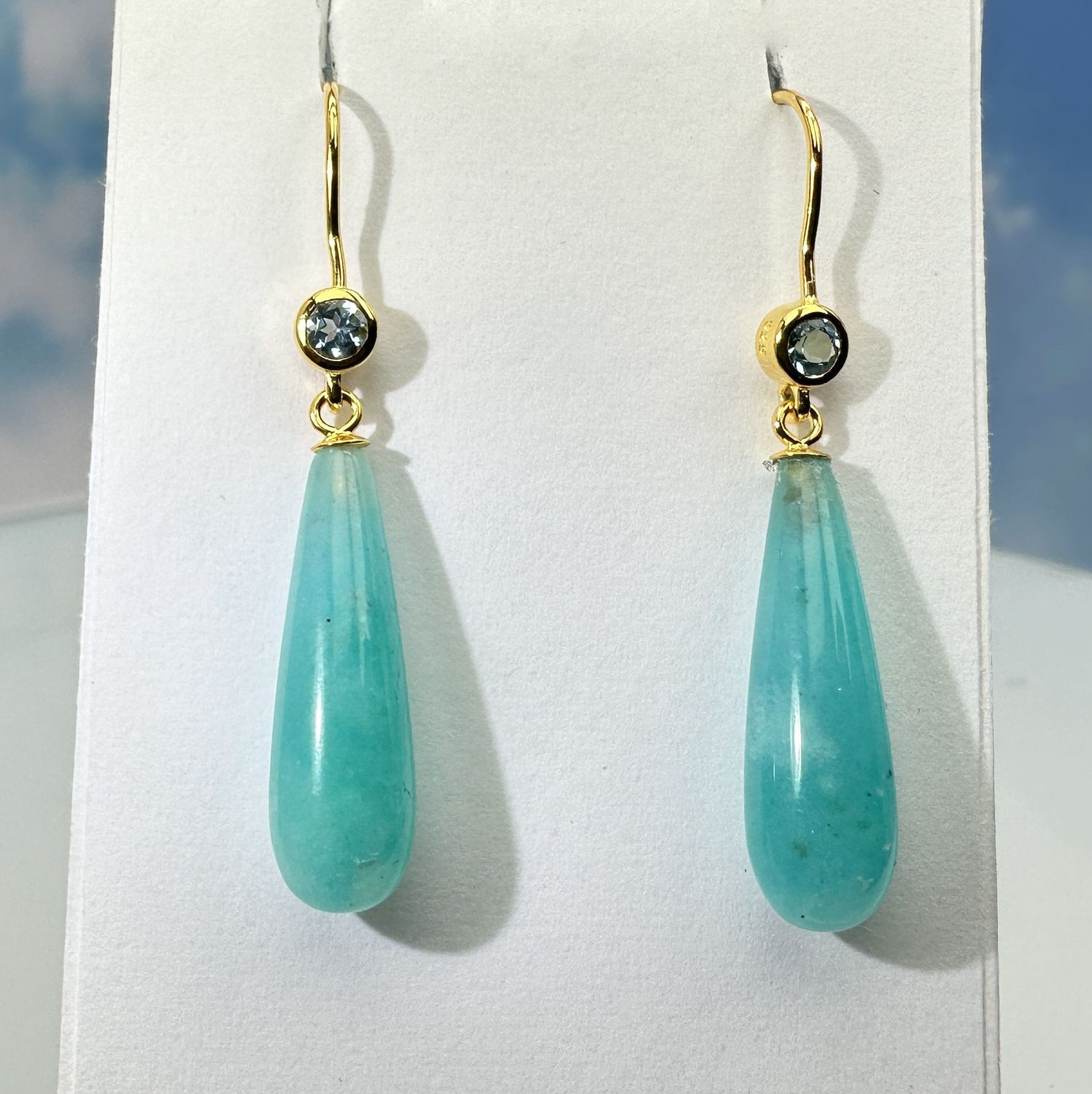 Earrings amazonite topaz 925 silver 18.ct.gold