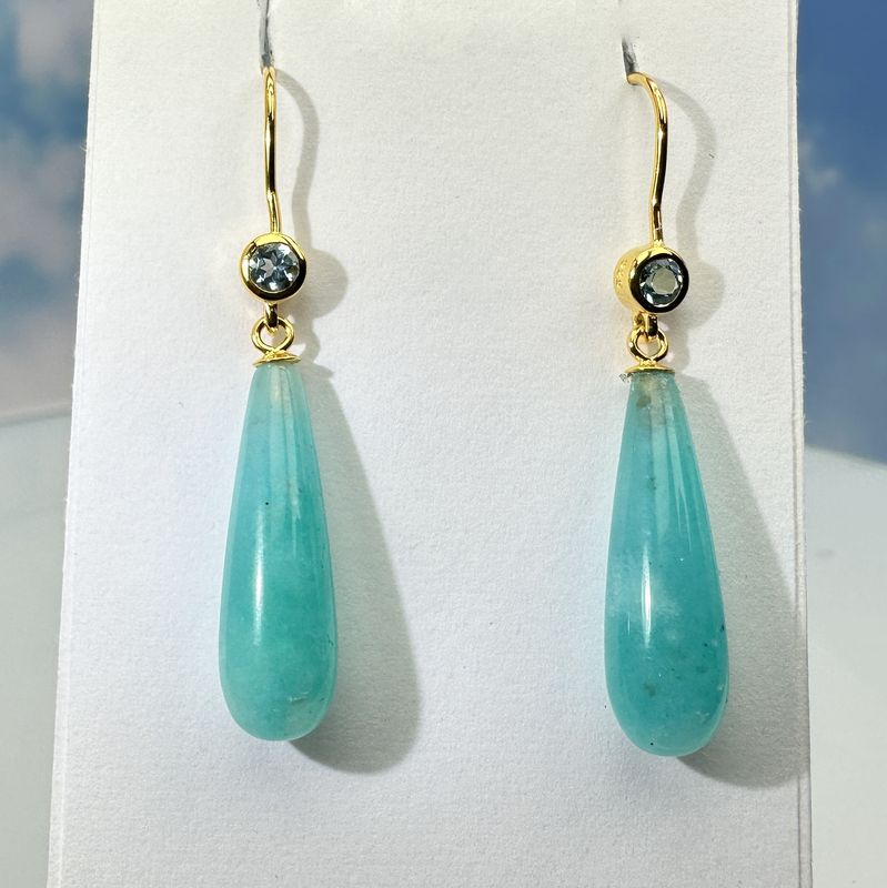 Earrings amazonite topaz 925 silver 18.ct.gold