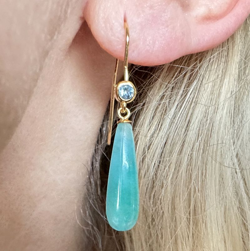 Earrings amazonite topaz 925 silver 18.ct.gold