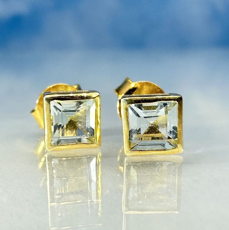 earrings topaz 925 silver 18ct. gold platet