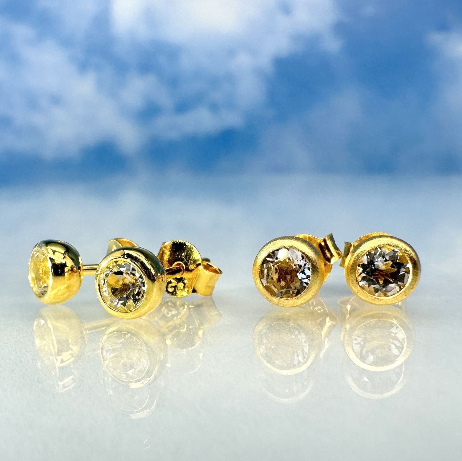 Earrings topaz 925 silver 18.ct gold platet