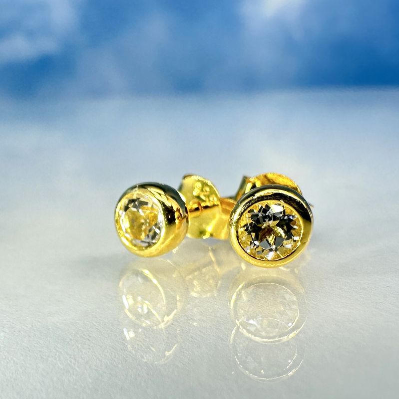 Earrings topaz 925 silver 18.ct gold platet