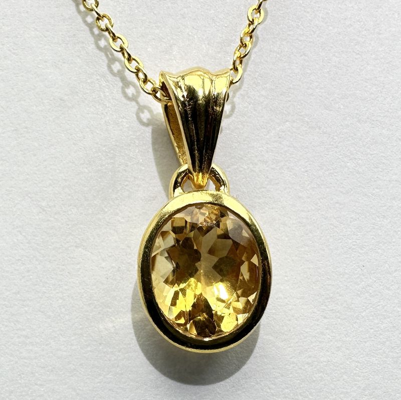 Pendant citrine 925 silver 18 ct. gold