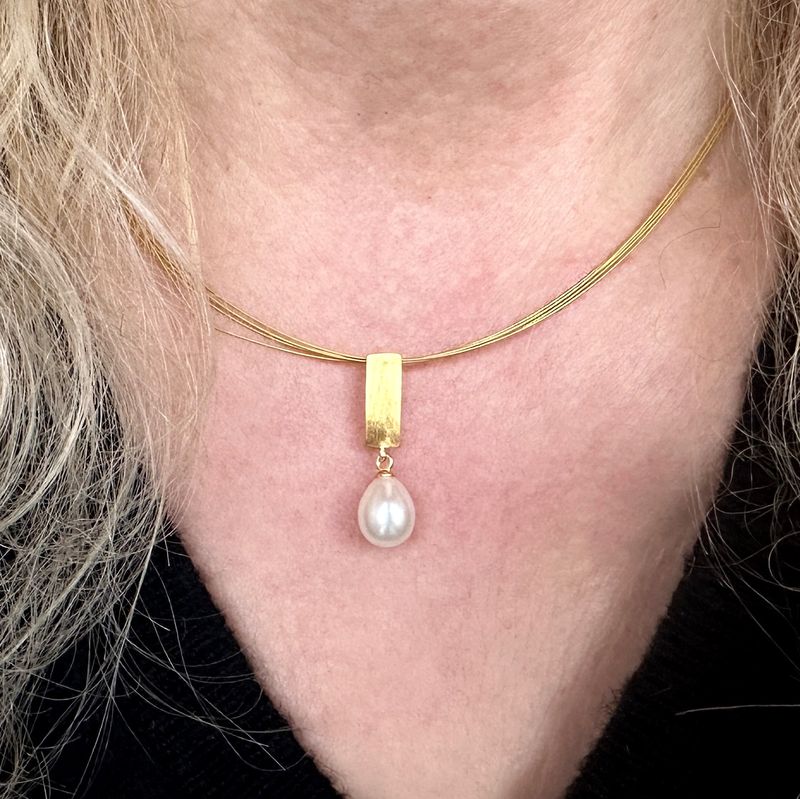 Pendant pearl 925 silver 18 ct. gold platet