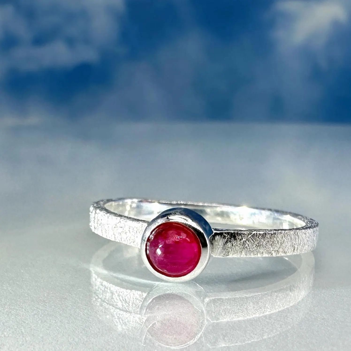 Ring ruby sterling silver stacking ring