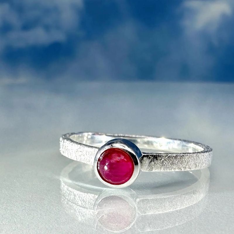 Ring ruby sterling silver stacking ring