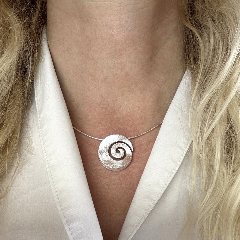 Pendant with a circular spiral made from 925 Sterling silver