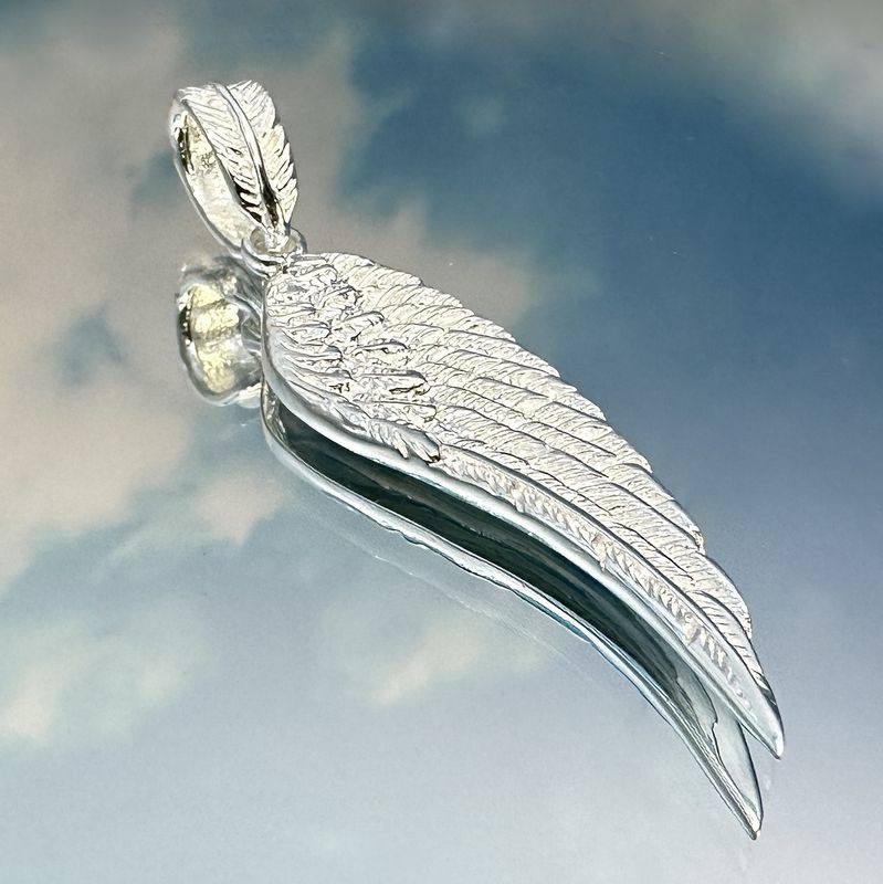 Pendant angel&#39;s wing made from rhodium-plated 925 Sterling silver