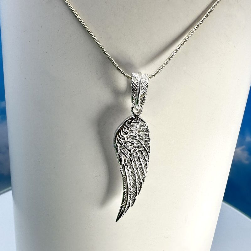 Pendant angel's wing made from rhodium-plated 925 Sterling silver