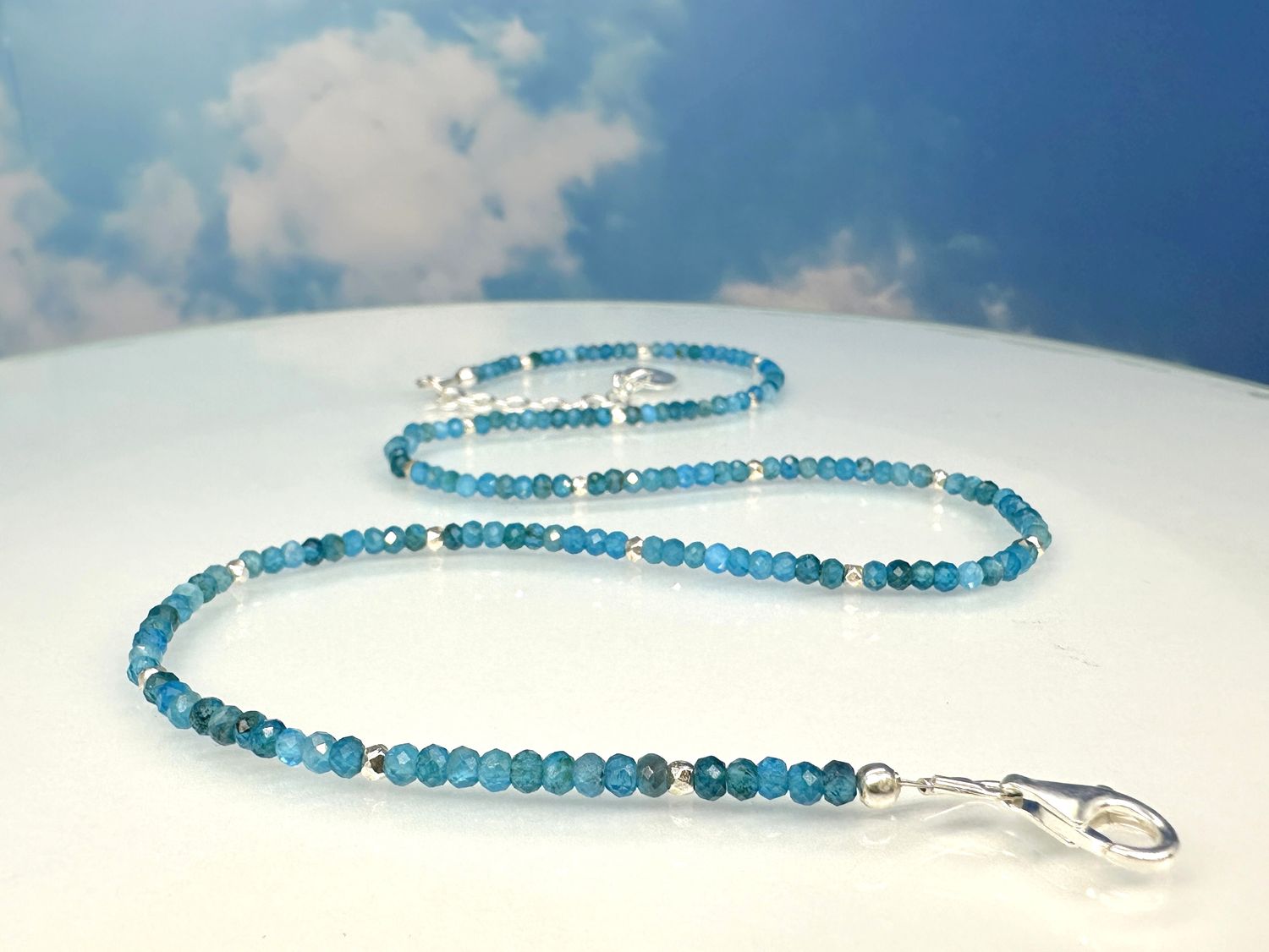 Necklace apatite 925 sterling silver