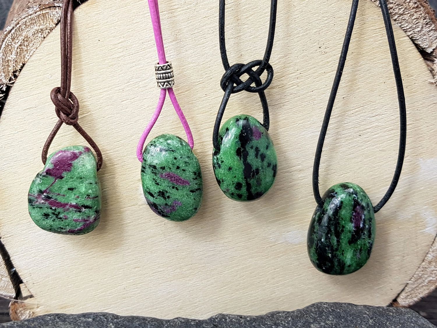 Ruby zoisite tumbled stone